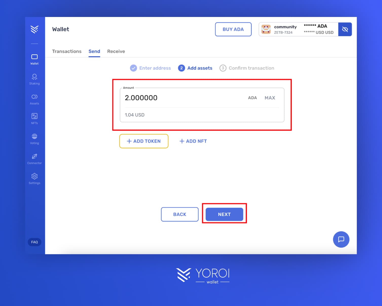 Yoroi Custom Wallet Address 6