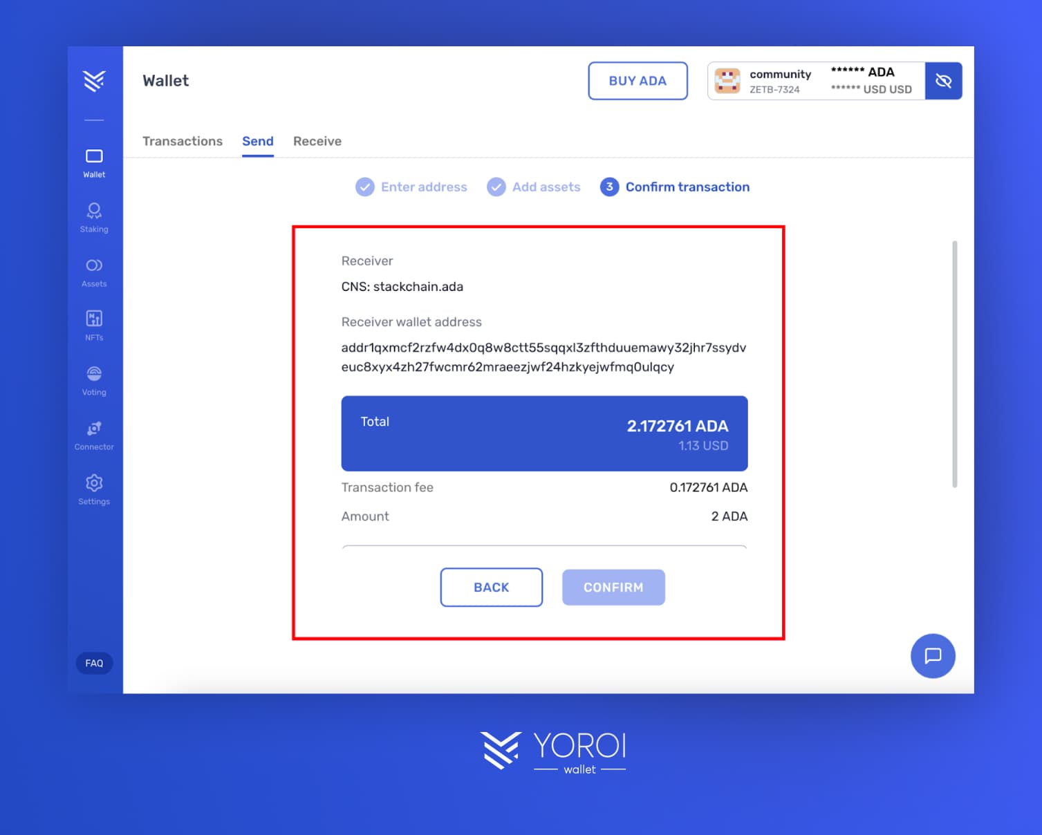 Yoroi Custom Wallet Address 7